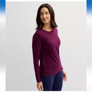 Croft & Barrow Essential Long-Sleeve Crewneck Tee  Madeira Berry,  L (EUC)